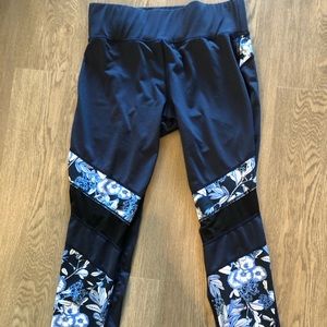 MinkPink Move Blue Flower Yoga Workout Pants